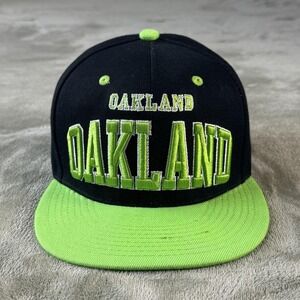 Oakland Hat Cap Snap Back Mens One Size Black Green Bump Cap Headlines